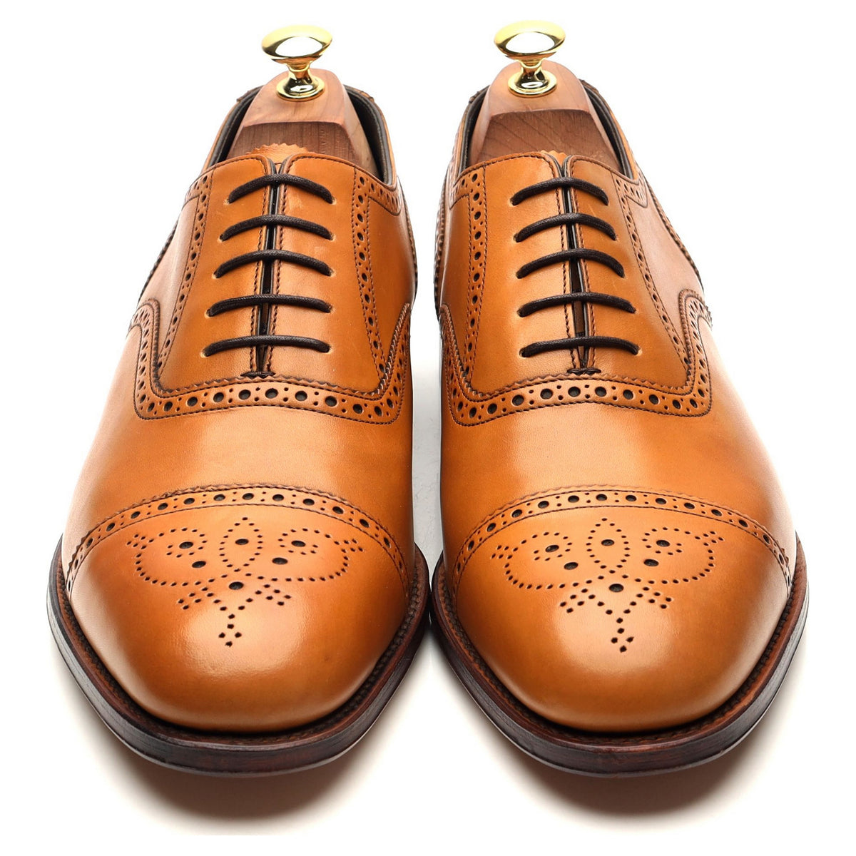 &#39;Hampstead&#39; Tan Brown Leather Oxford Brogues UK 10 F