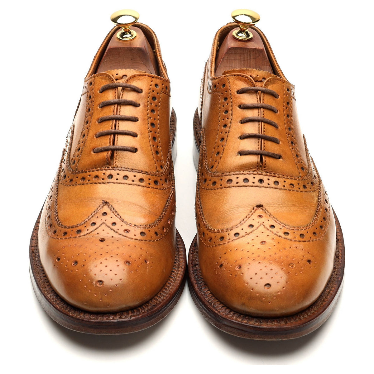 &#39;Stanley&#39; Tan Brown Leather Oxford Brogues UK 8.5 G