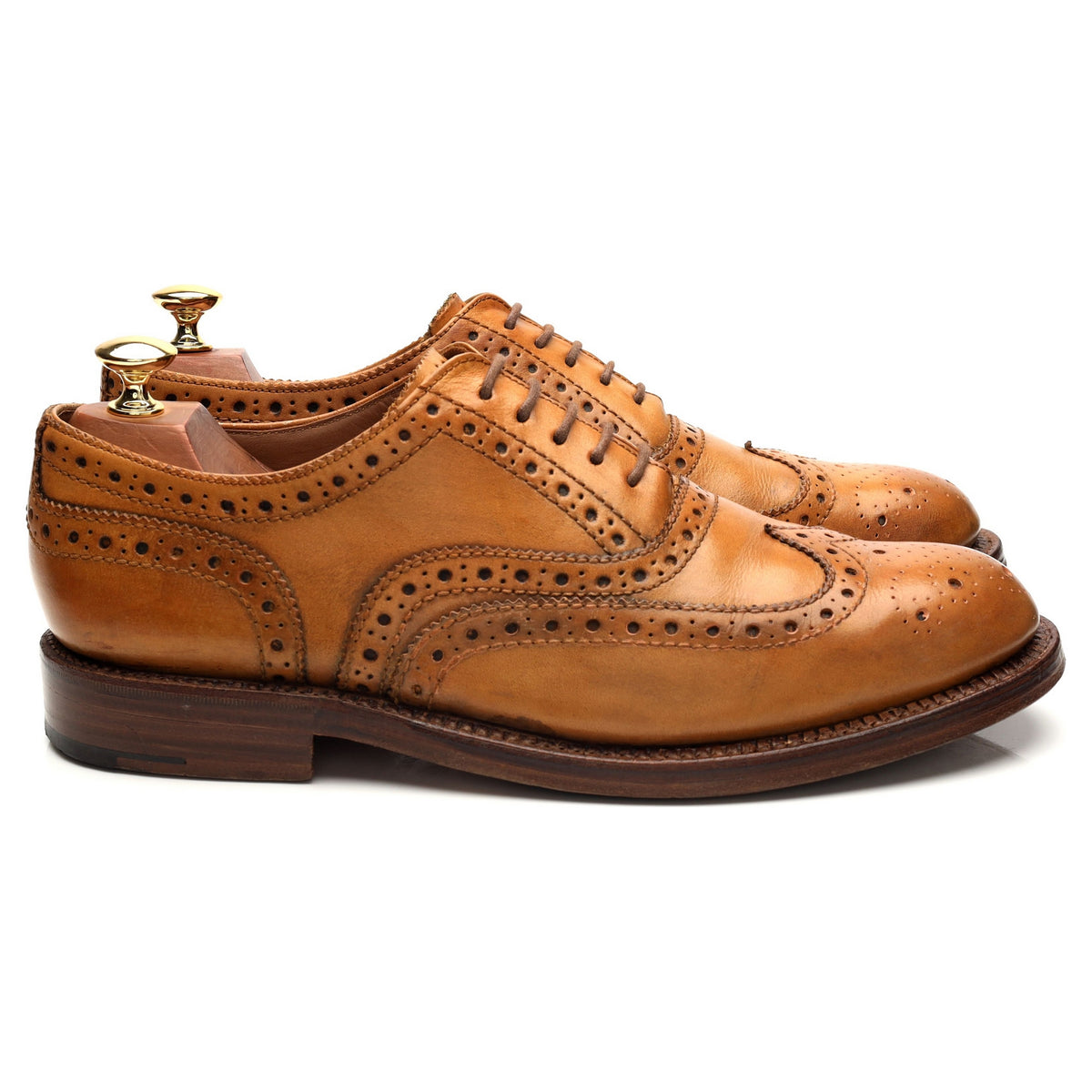 &#39;Stanley&#39; Tan Brown Leather Oxford Brogues UK 8.5 G