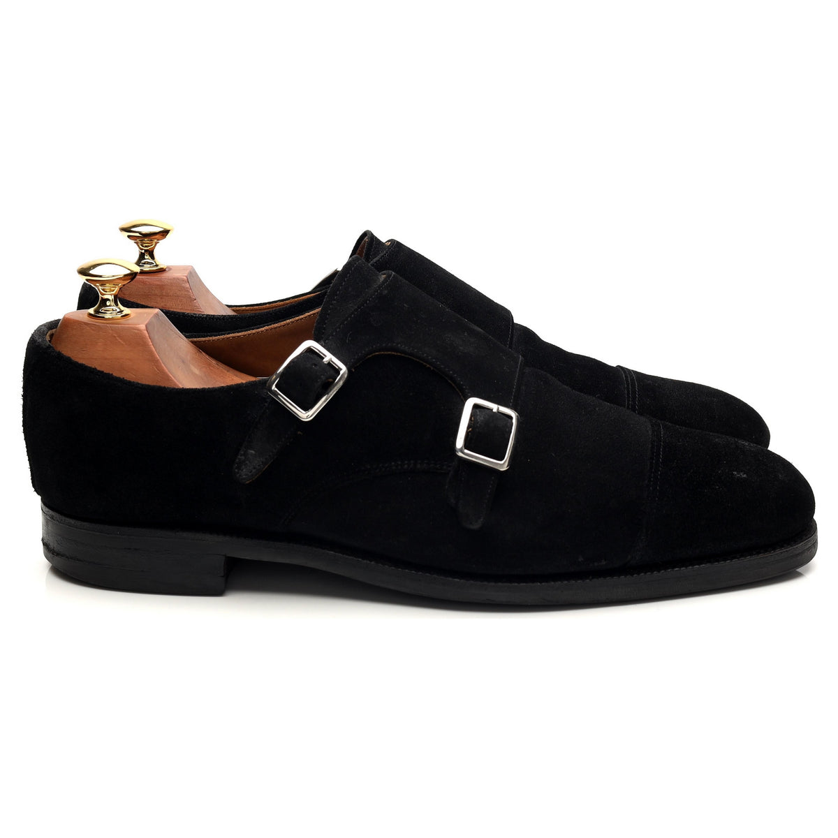 &#39;101341&#39; Black Suede Double Monk Strap UK 9