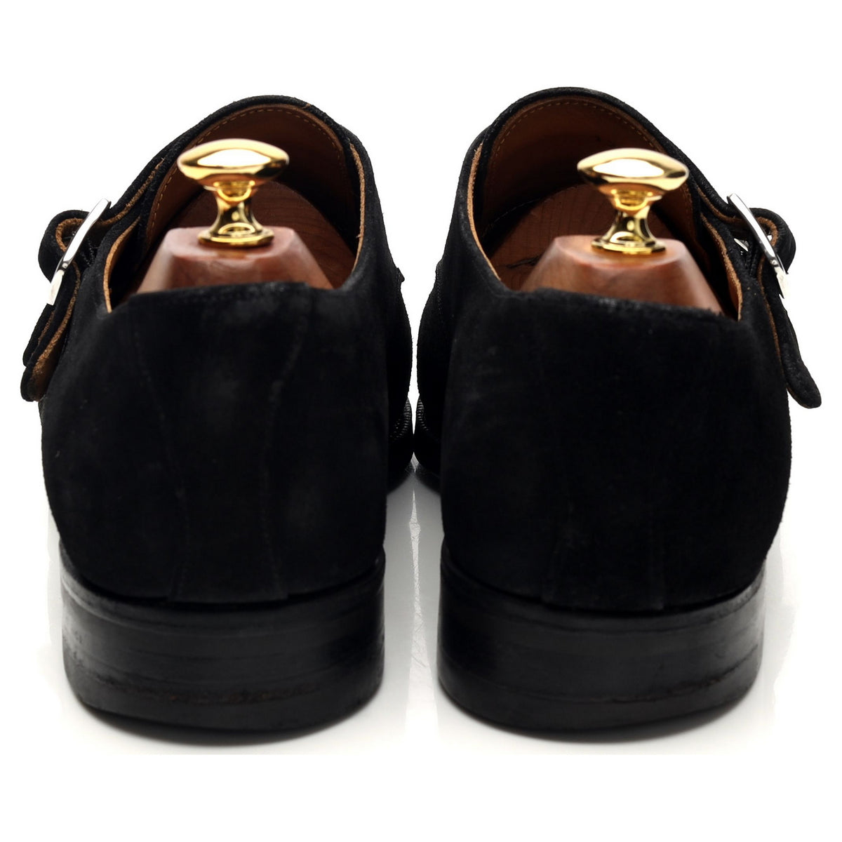 &#39;101341&#39; Black Suede Double Monk Strap UK 9