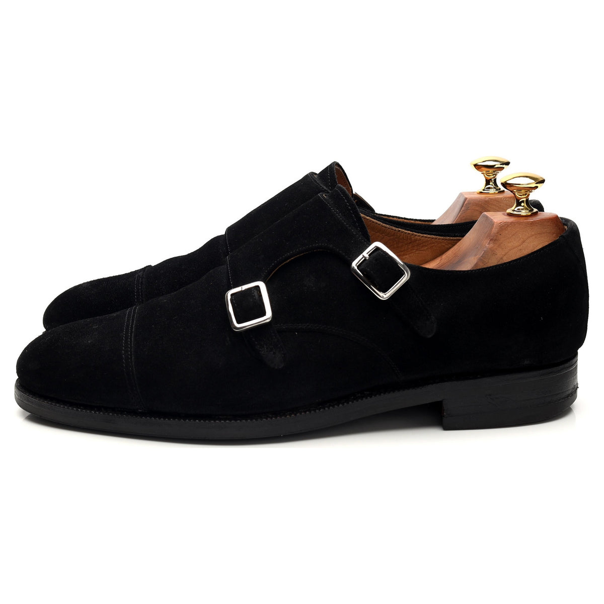 &#39;101341&#39; Black Suede Double Monk Strap UK 9