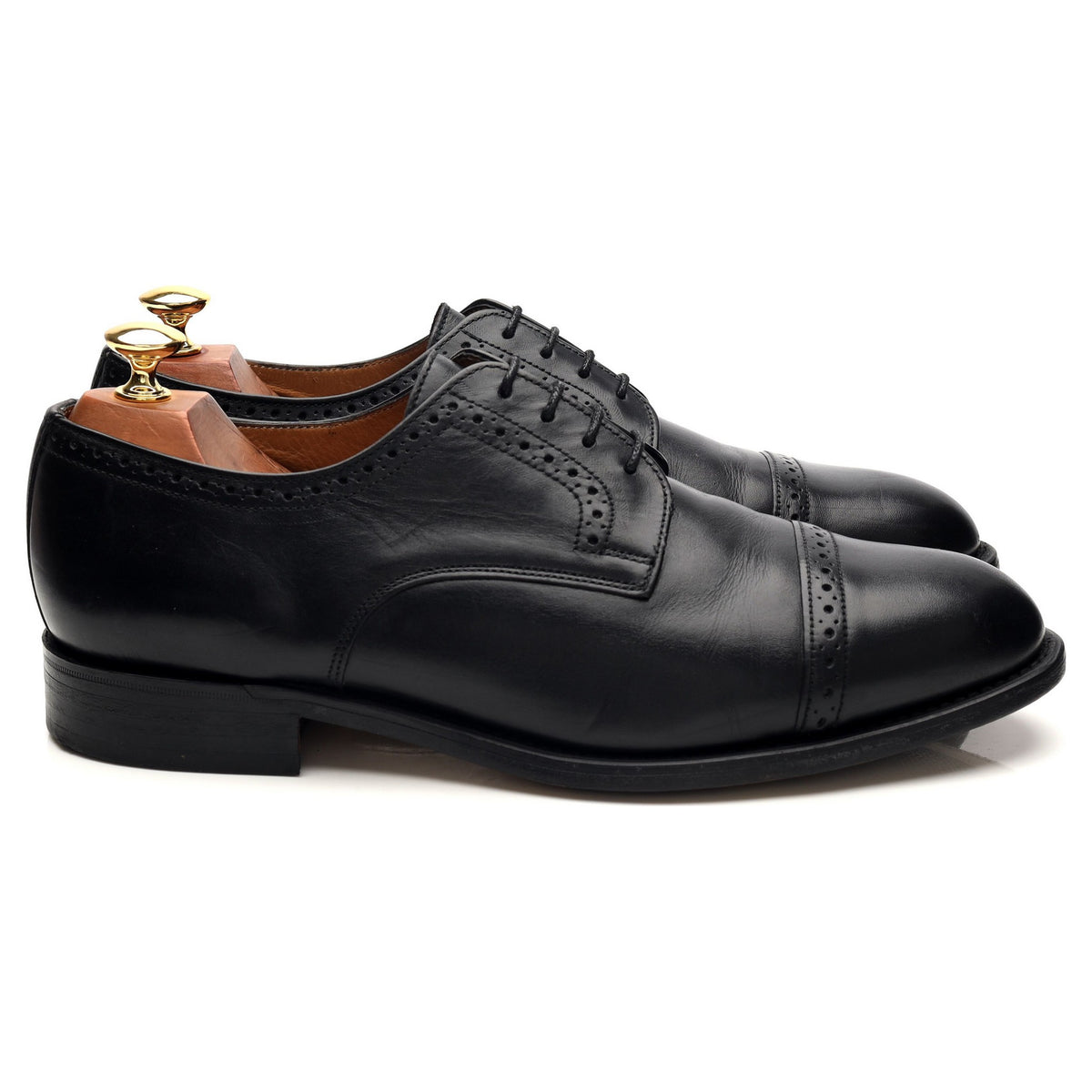 &#39;Cambridge&#39; Black Leather Derby Brogues UK 9 F