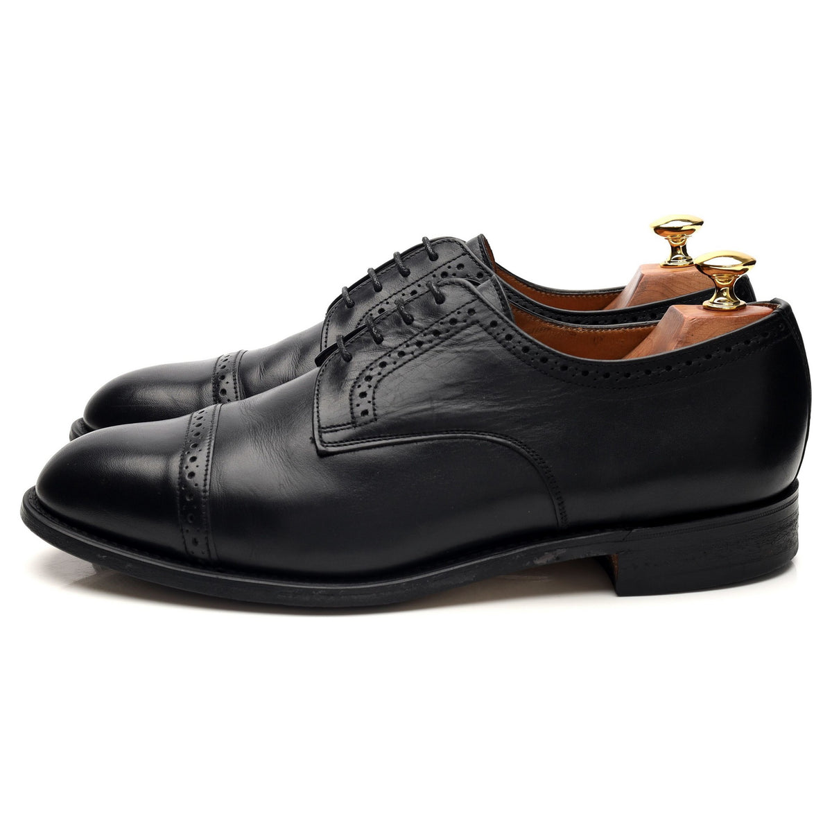 &#39;Cambridge&#39; Black Leather Derby Brogues UK 9 F