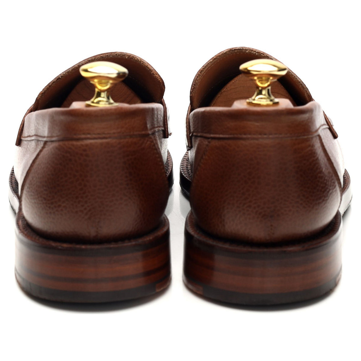 &#39;Epsom&#39; Brown Grain Leather Loafers UK 8.5 E