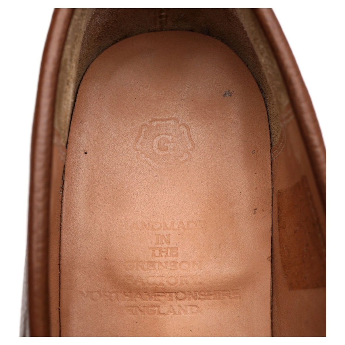 &#39;Epsom&#39; Brown Grain Leather Loafers UK 8.5 E