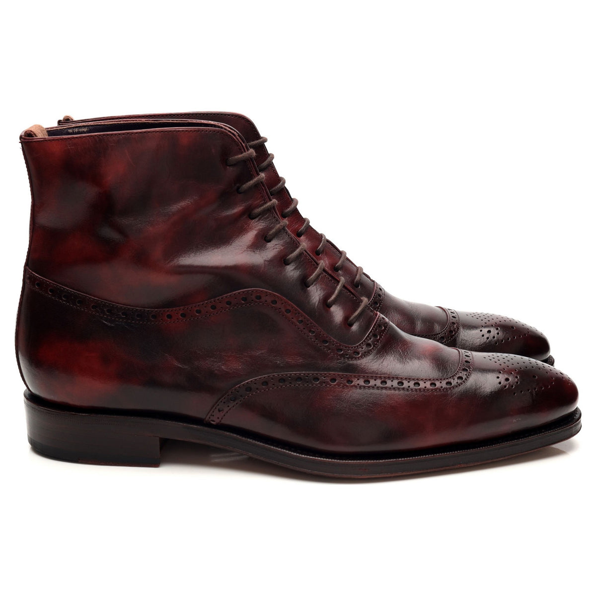 &#39;80387&#39; Burgundy Museum Leather Boots UK 8.5