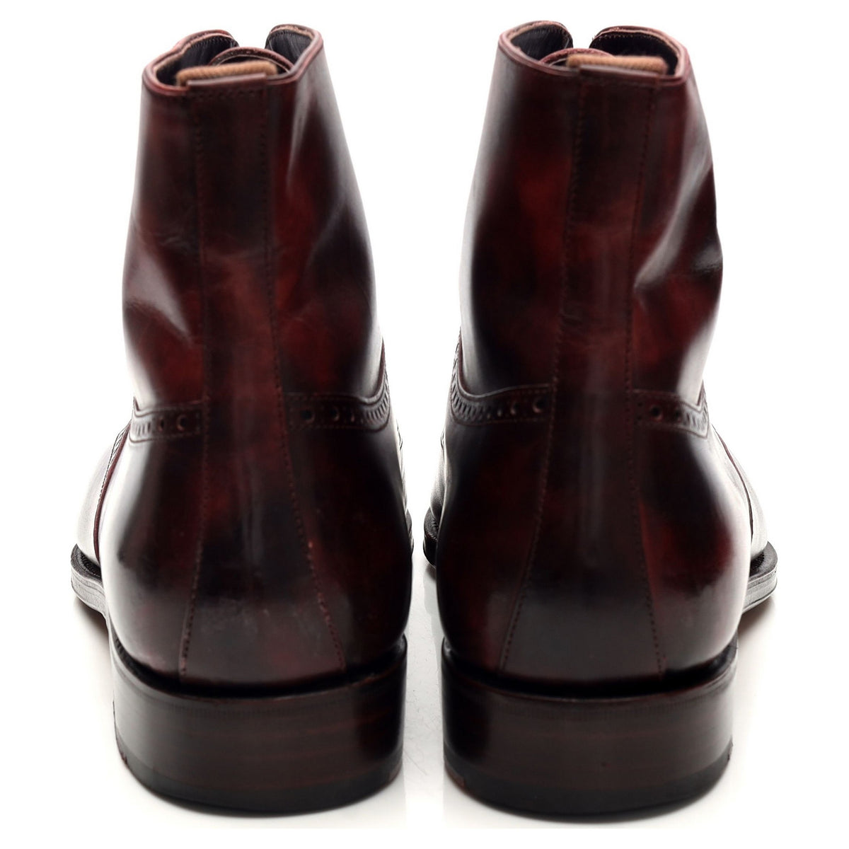 &#39;80387&#39; Burgundy Museum Leather Boots UK 8.5