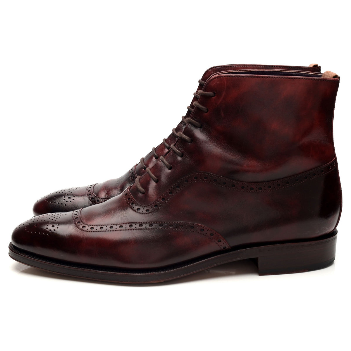 &#39;80387&#39; Burgundy Museum Leather Boots UK 8.5