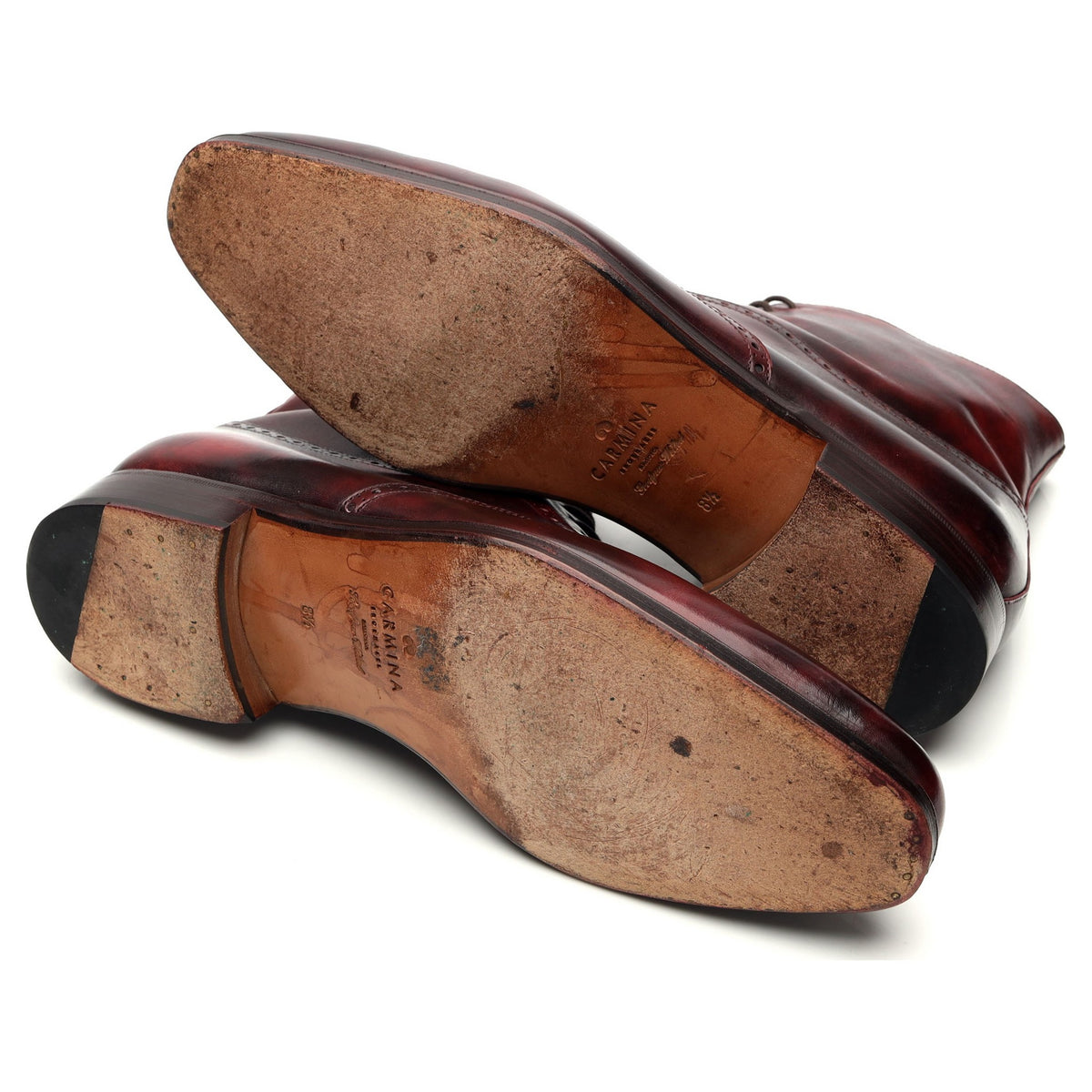 &#39;80387&#39; Burgundy Museum Leather Boots UK 8.5