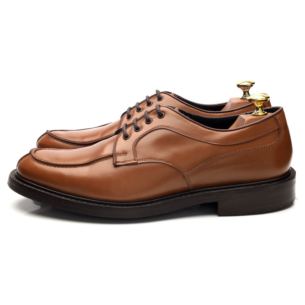 Tan Brown Leather Split Toe Derby UK 8.5