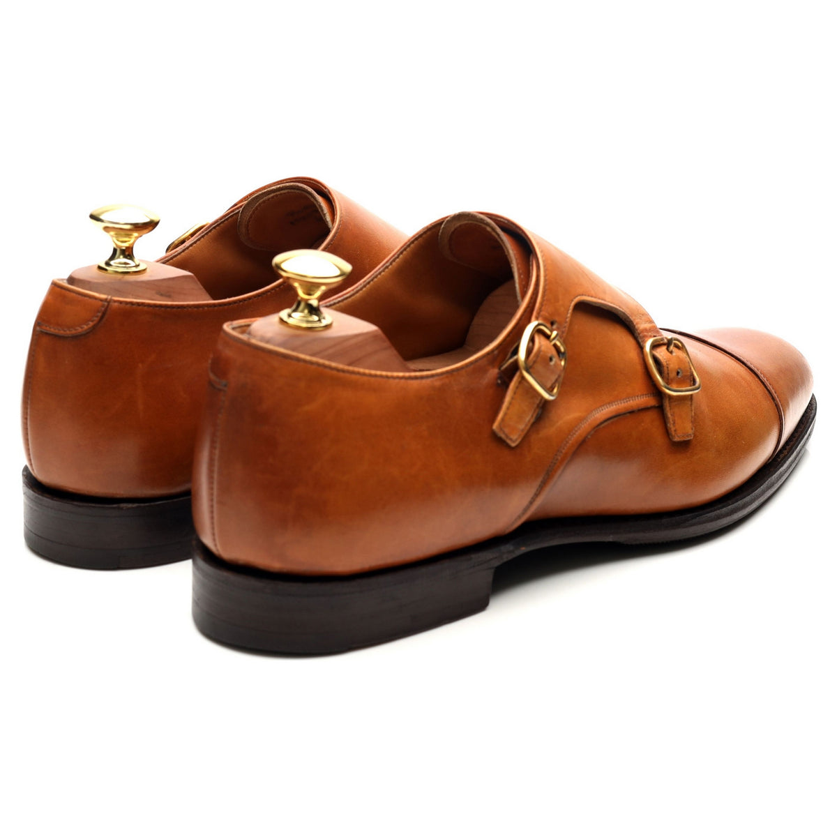 Tan Brown Leather Double Monk Strap UK 8 F