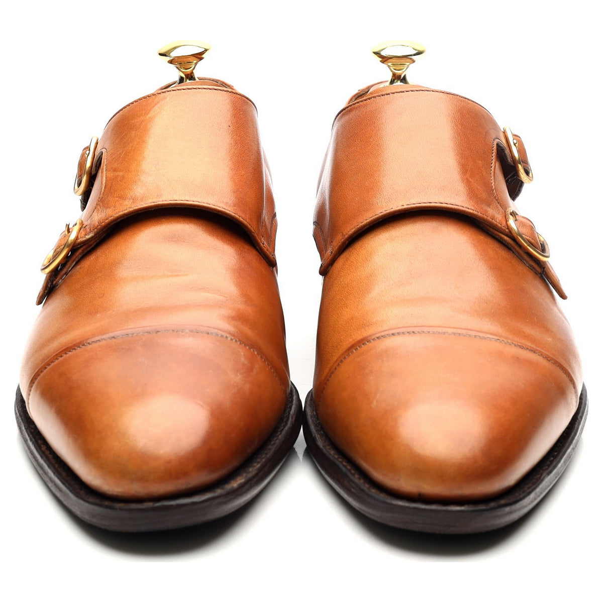 Tan Brown Leather Double Monk Strap UK 8 F