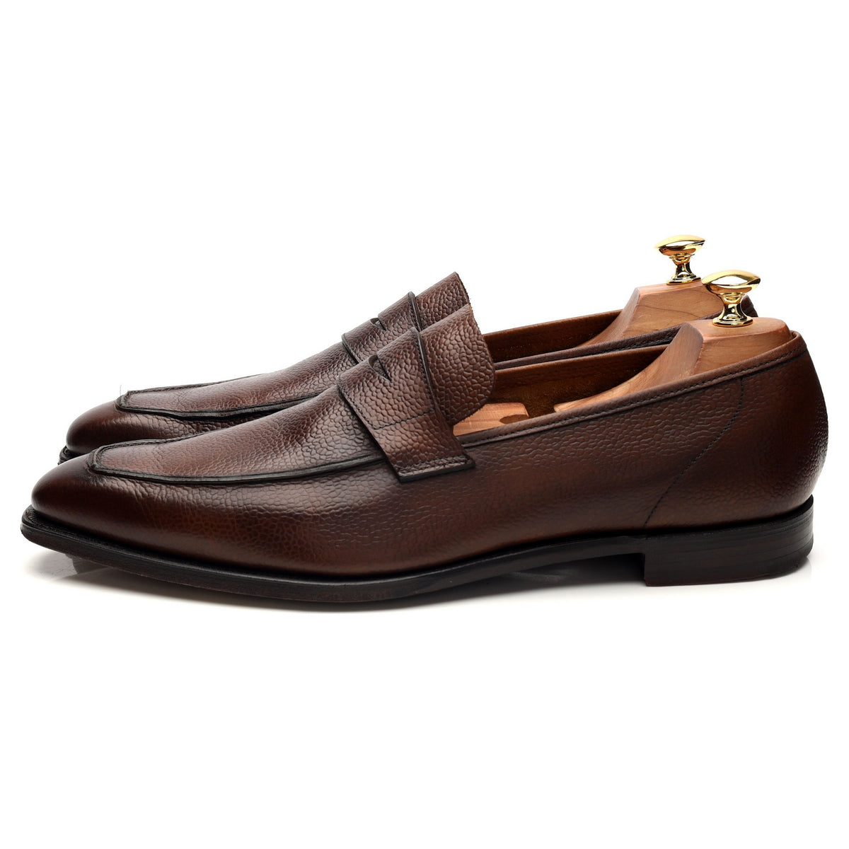 &#39;George&#39; Dark Brown Grain Leather Unlined Loafers UK 10.5 E