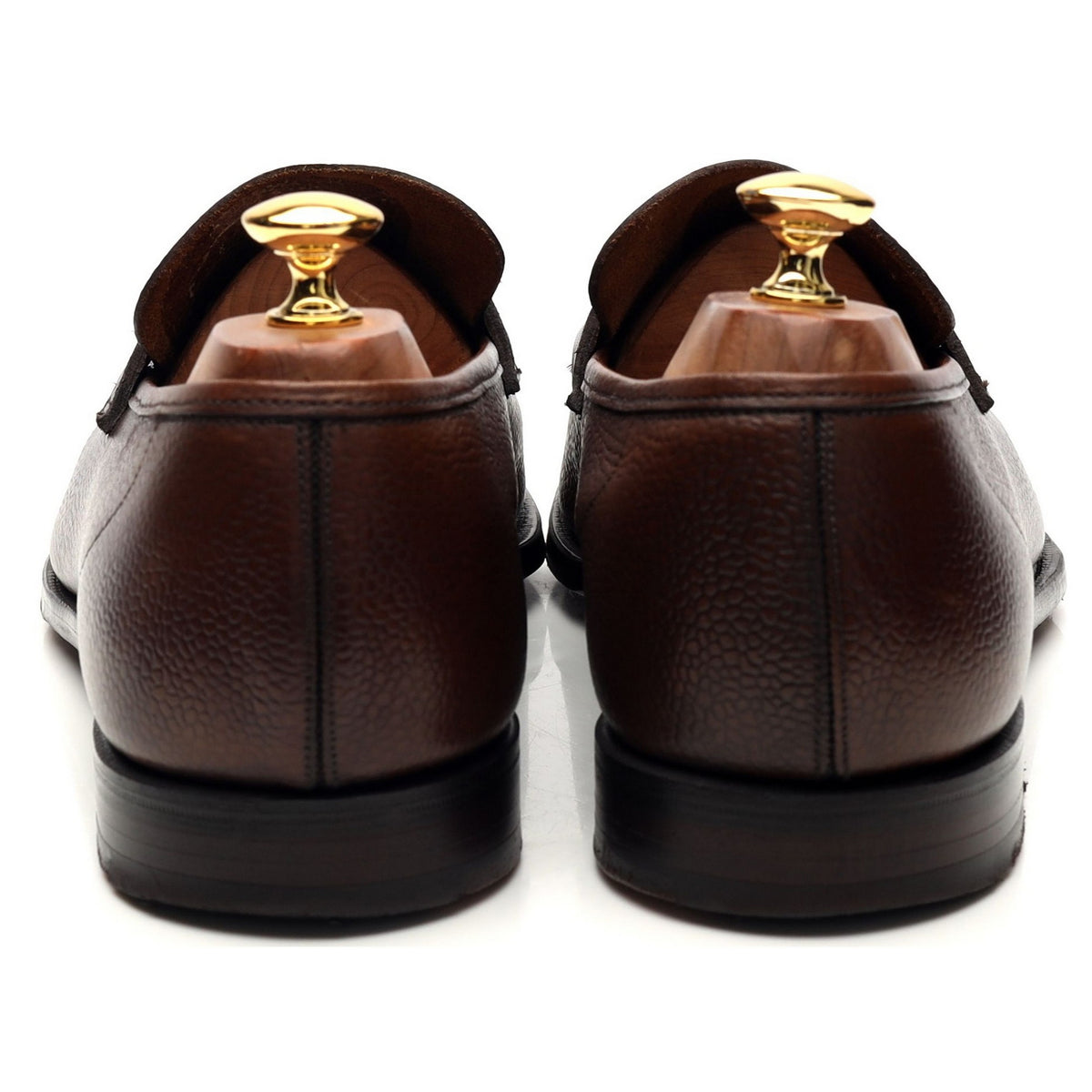 &#39;George&#39; Dark Brown Grain Leather Unlined Loafers UK 10.5 E