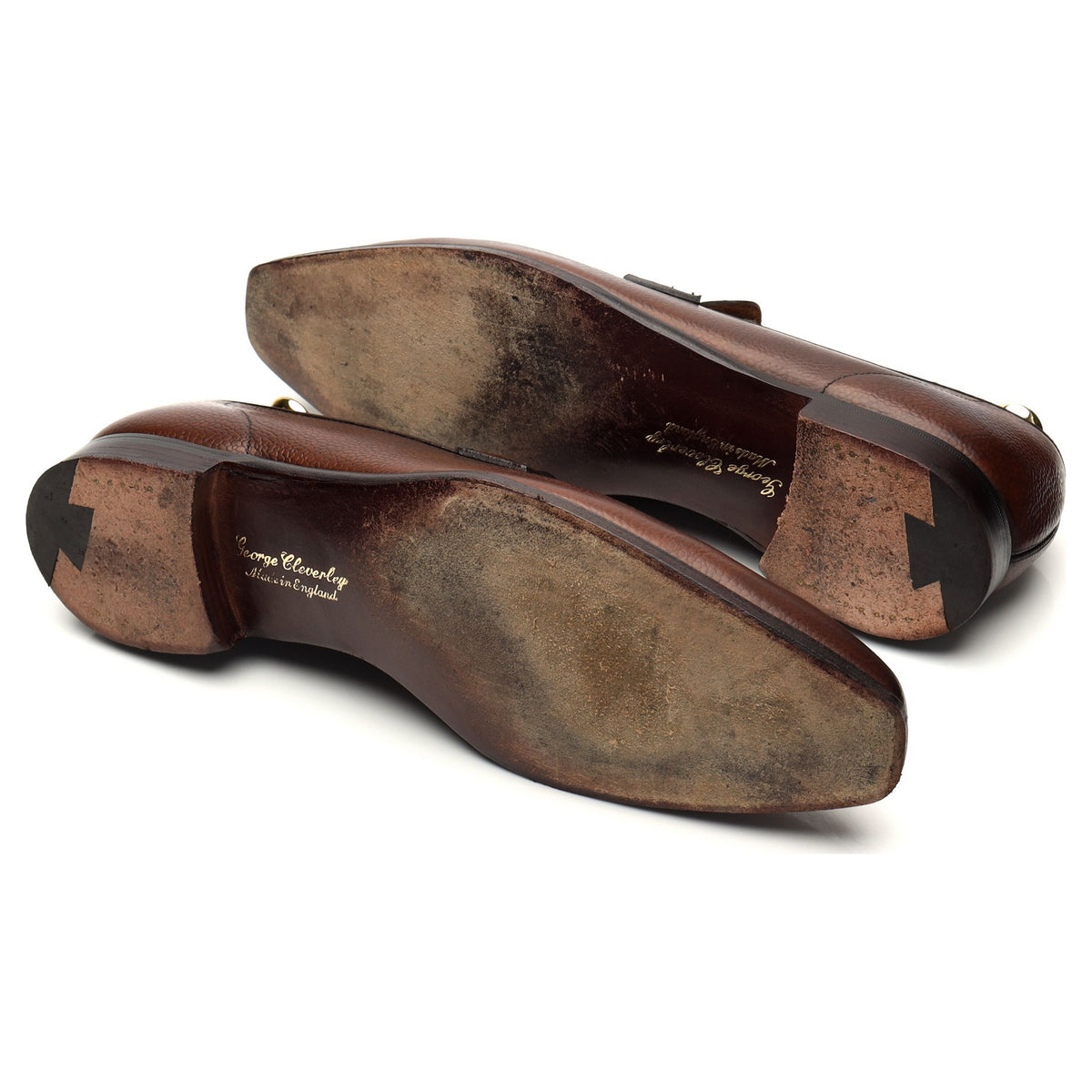 &#39;George&#39; Dark Brown Grain Leather Unlined Loafers UK 10.5 E