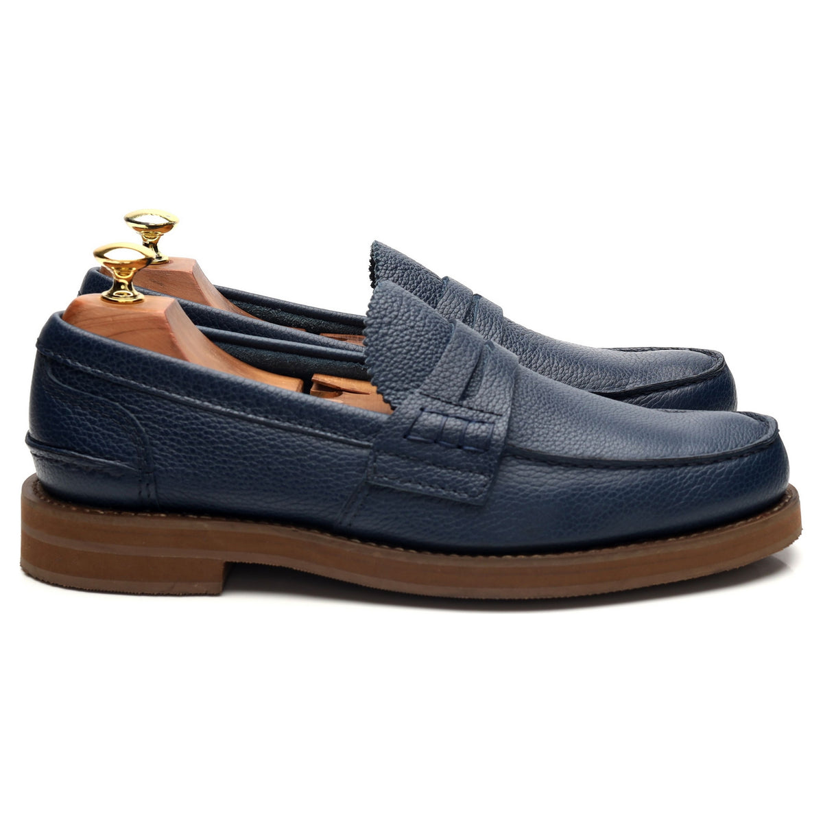 &#39;Pembrey&#39; Blue Leather Loafers UK 8.5 F