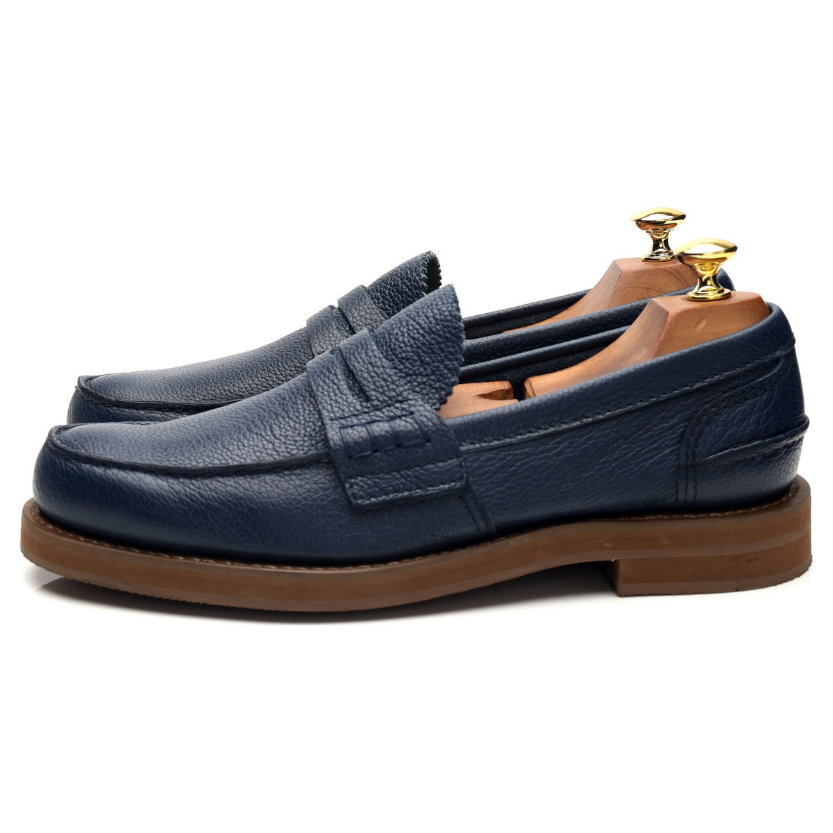 &#39;Pembrey&#39; Blue Leather Loafers UK 8.5 F