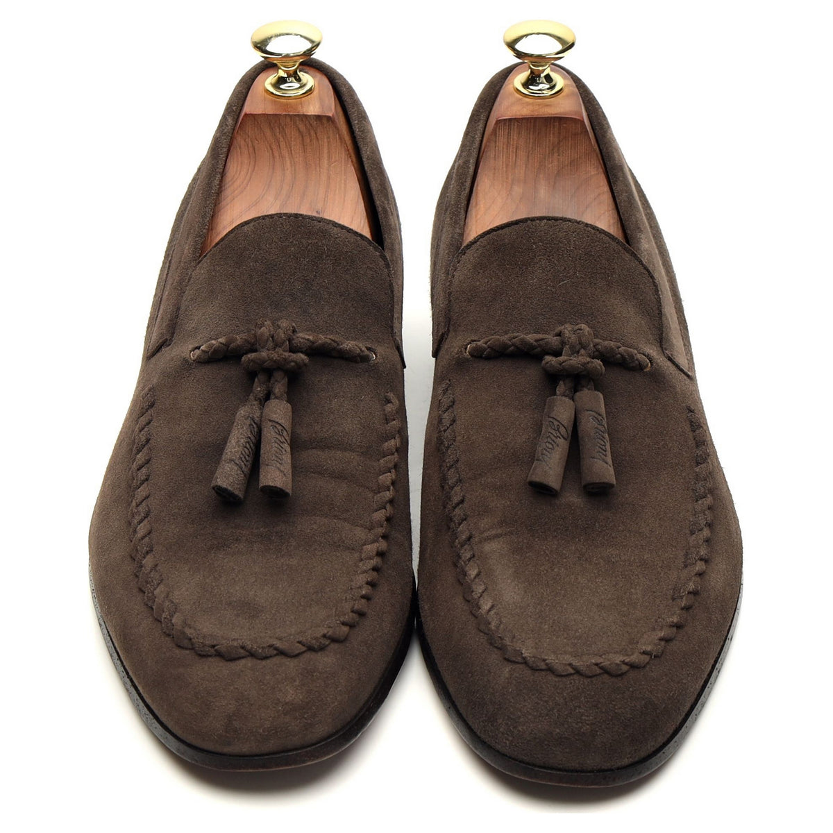 Light Brown Suede Tassel Loafers UK 7