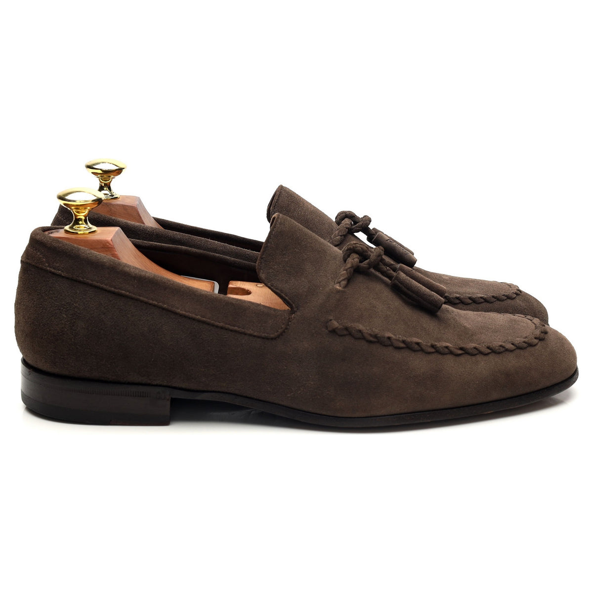 Light Brown Suede Tassel Loafers UK 7