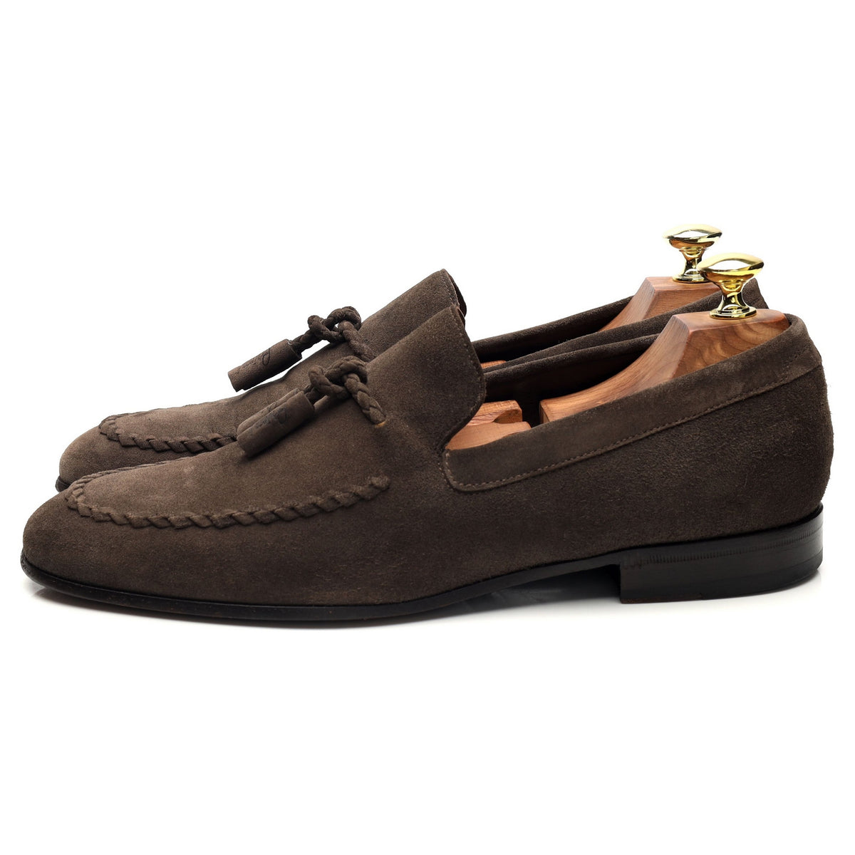 Light Brown Suede Tassel Loafers UK 7