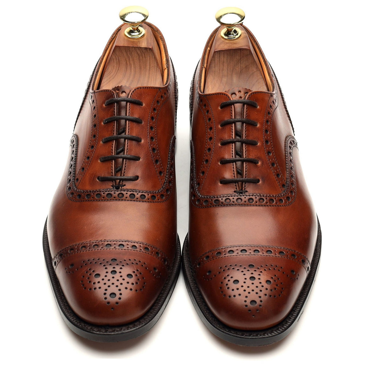 &#39;Diplomat&#39; Tan Brown Leather Oxford Brogues UK 7 F