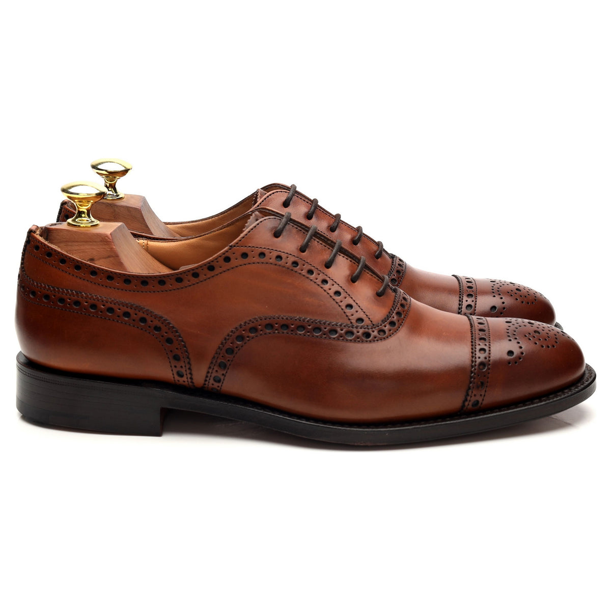 &#39;Diplomat&#39; Tan Brown Leather Oxford Brogues UK 7 F