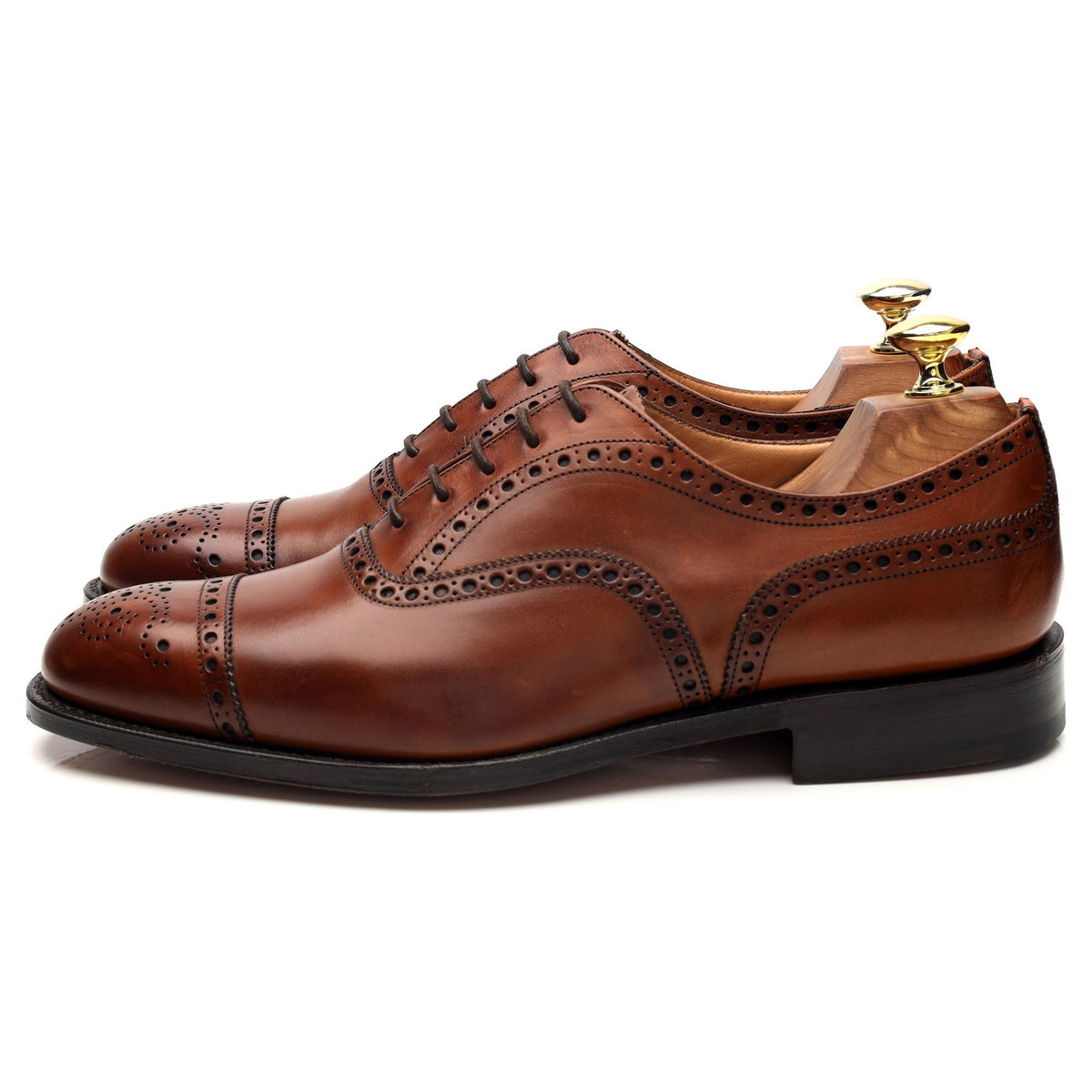 &#39;Diplomat&#39; Tan Brown Leather Oxford Brogues UK 7 F