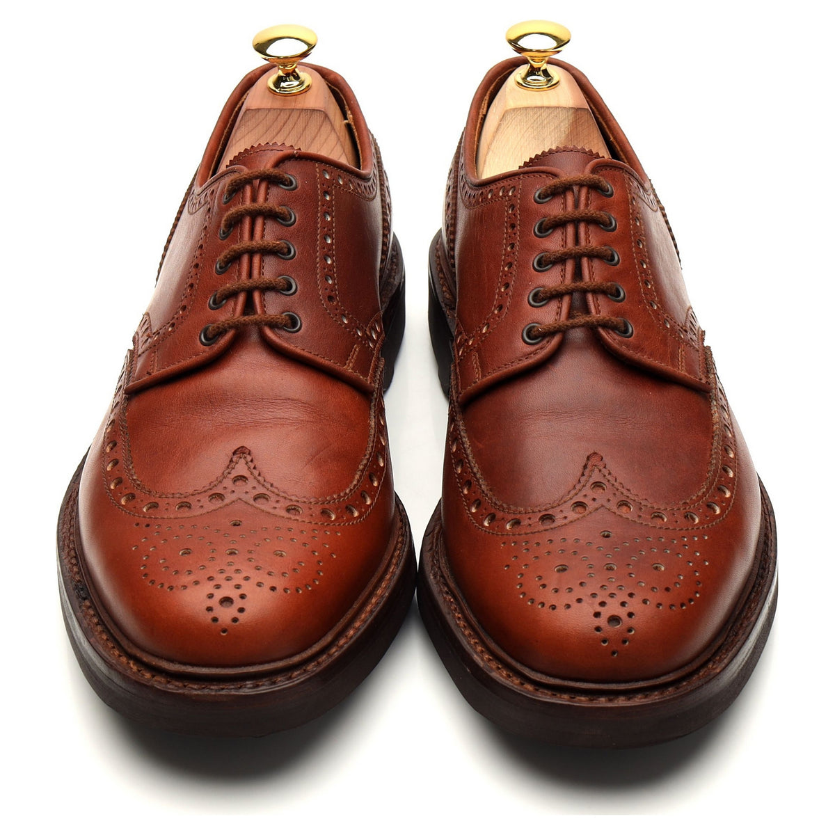 &#39;Warwick&#39; Tan Brown Leather Derby Brogues UK 7.5 F