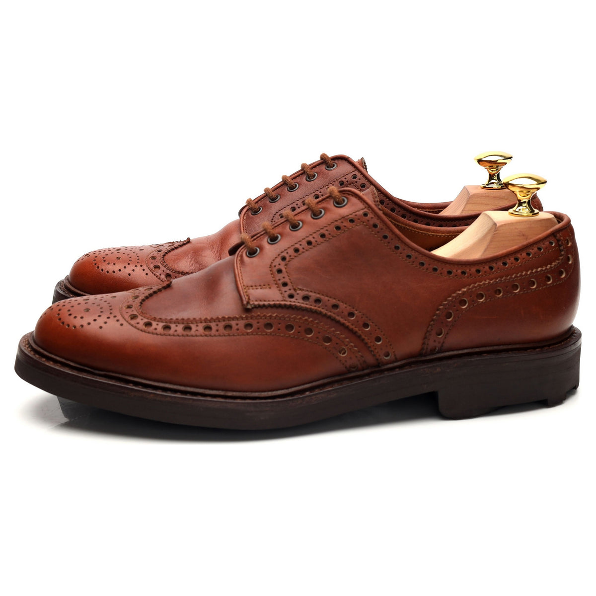 &#39;Warwick&#39; Tan Brown Leather Derby Brogues UK 7.5 F