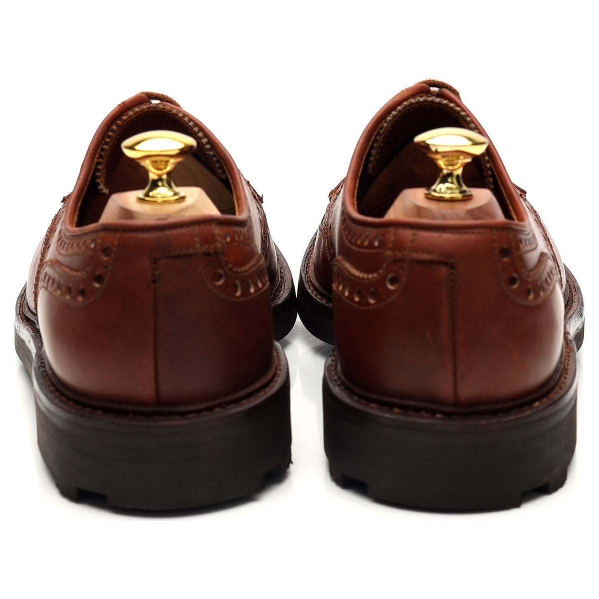 &#39;Warwick&#39; Tan Brown Leather Derby Brogues UK 7.5 F