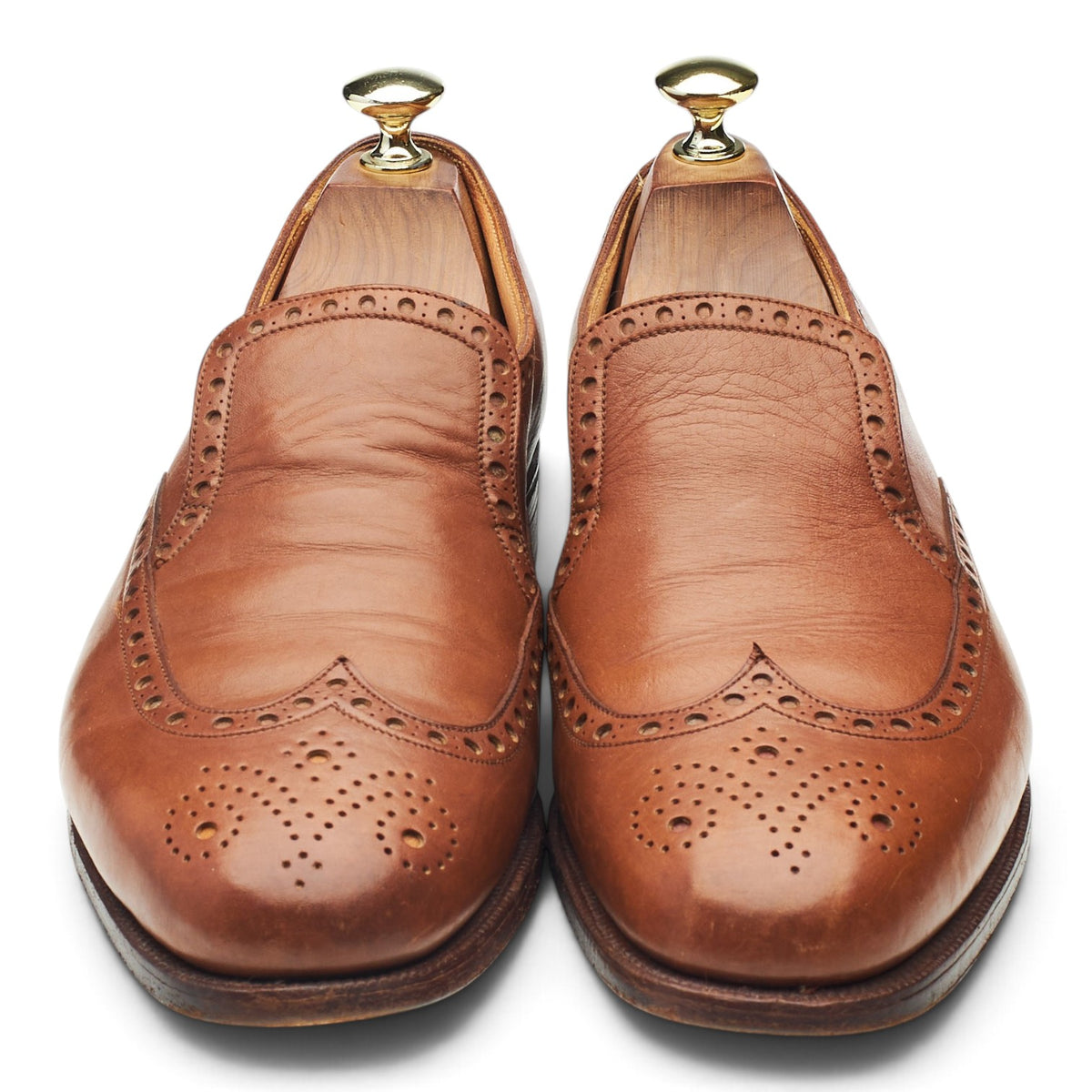 Tan Brown Leather Brogue Loafers UK 8 US 9 C
