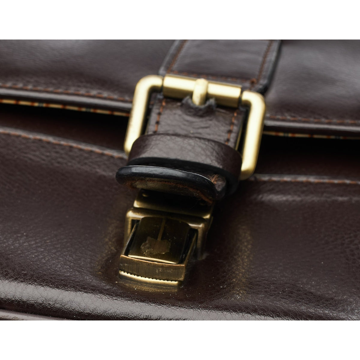 Dark Brown Grain Leather Briefcase