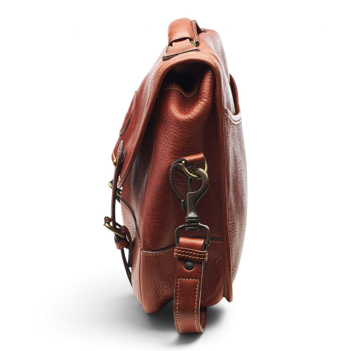 'Small Clipper' Tan Brown Leather Briefcase