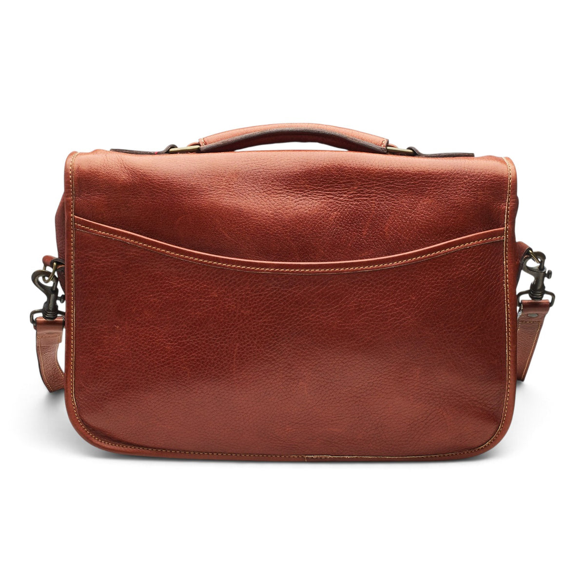 'Small Clipper' Tan Brown Leather Briefcase