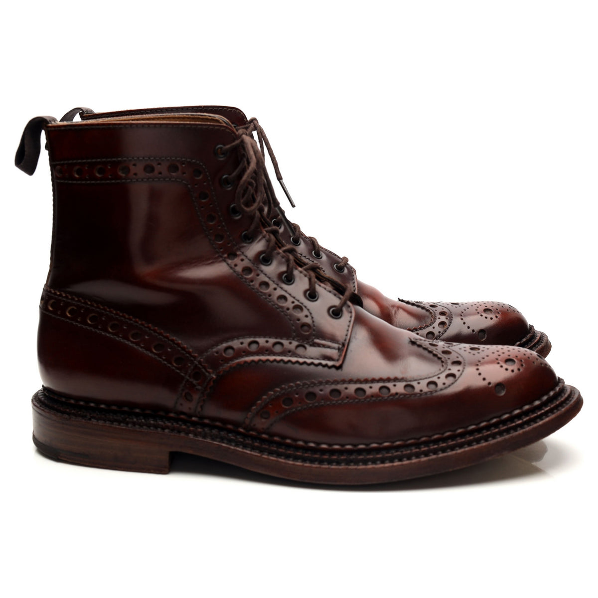 &#39;Fred&#39; Triple Welt Dark Brown Brogue Boots UK 10 G