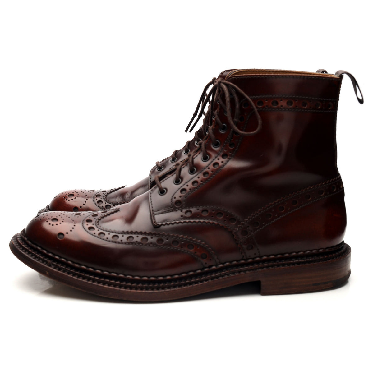 &#39;Fred&#39; Triple Welt Dark Brown Brogue Boots UK 10 G