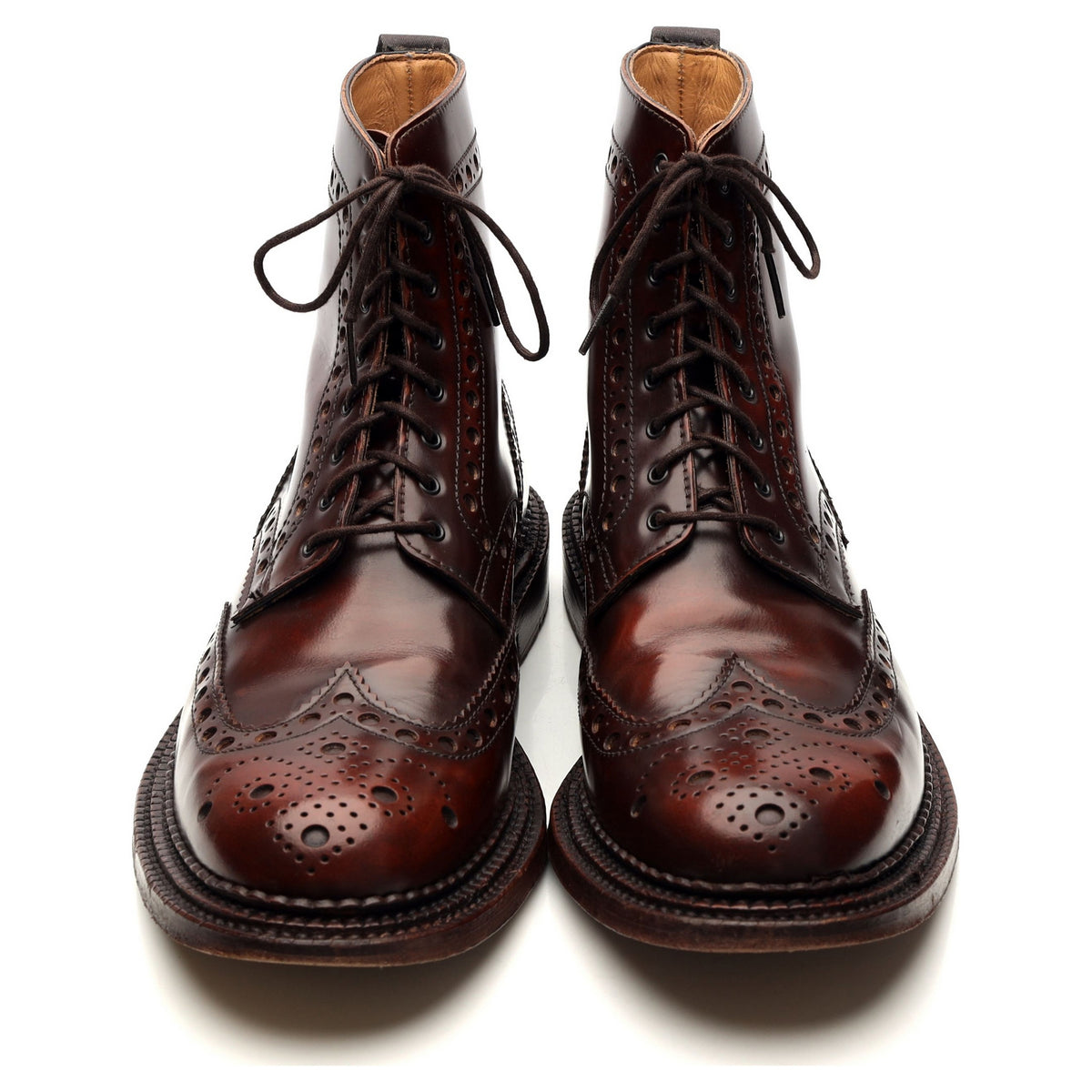 &#39;Fred&#39; Triple Welt Dark Brown Brogue Boots UK 10 G