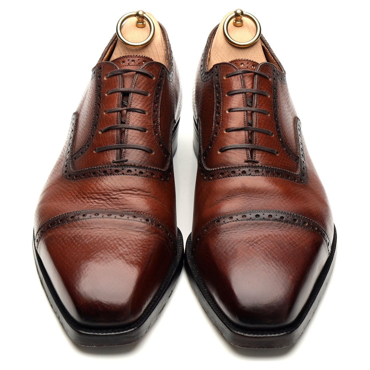 Tradizione Brown Leather Oxford Semi Brogues UK 8.5 EU 42.5