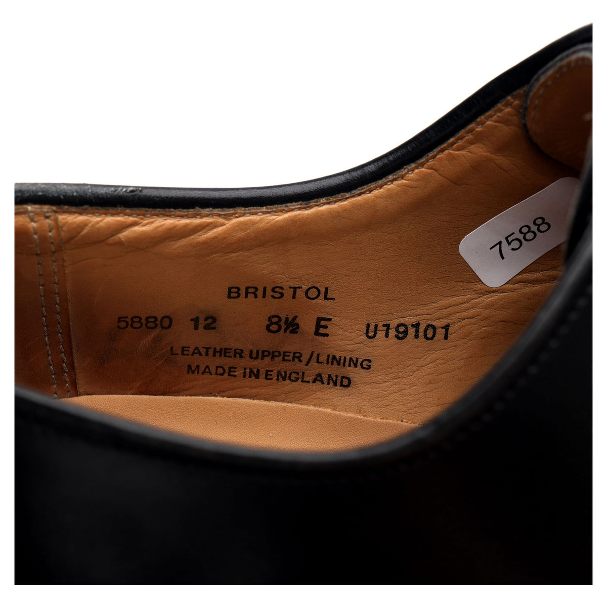 &#39;Bristol&#39; Black Leather Derby UK 8.5 E