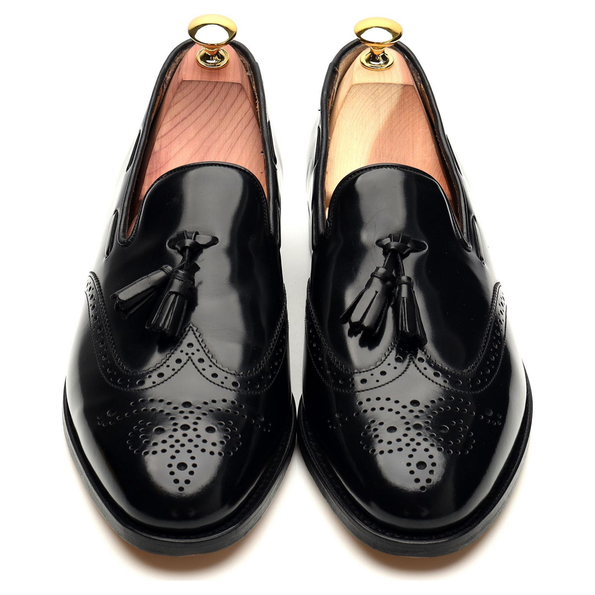 &#39;Clive&#39; Black Leather Tassel Loafers UK 7.5 F