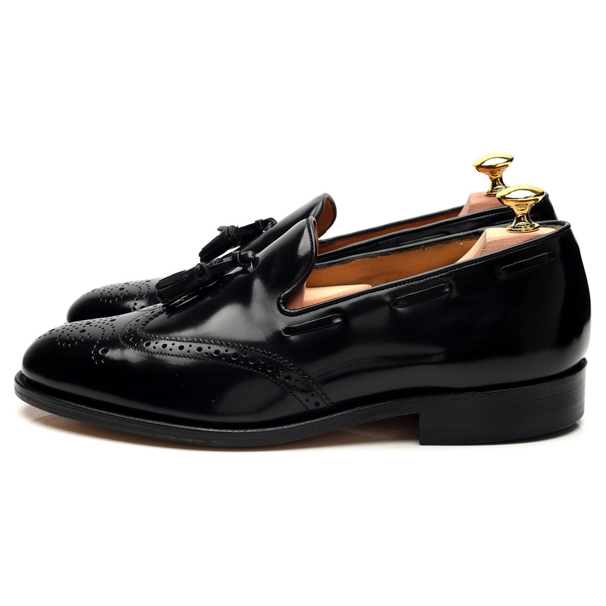 &#39;Clive&#39; Black Leather Tassel Loafers UK 7.5 F