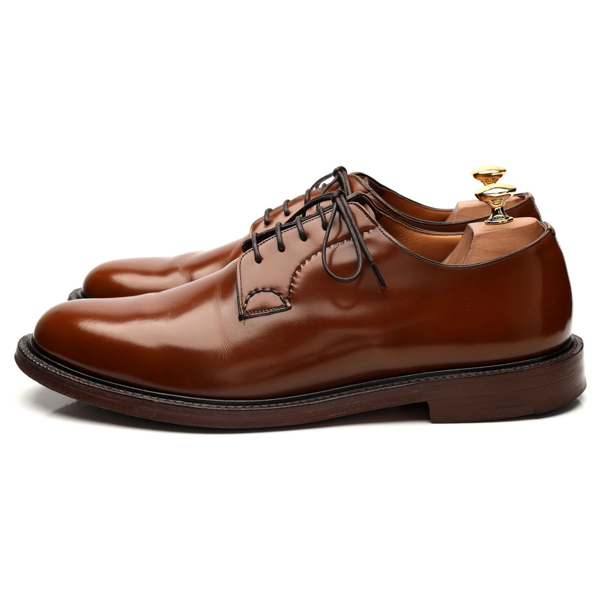 &#39;Shannon&#39; Tan Brown Leather Derby UK 10 F