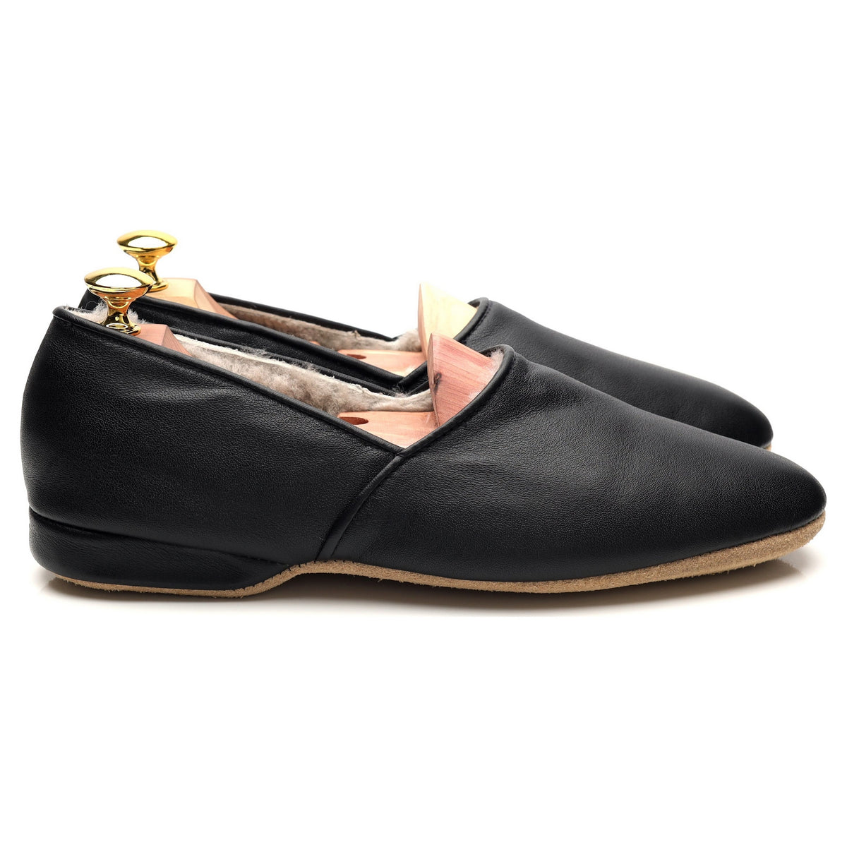 &#39;Duke&#39; Black Leather Slippers UK 7