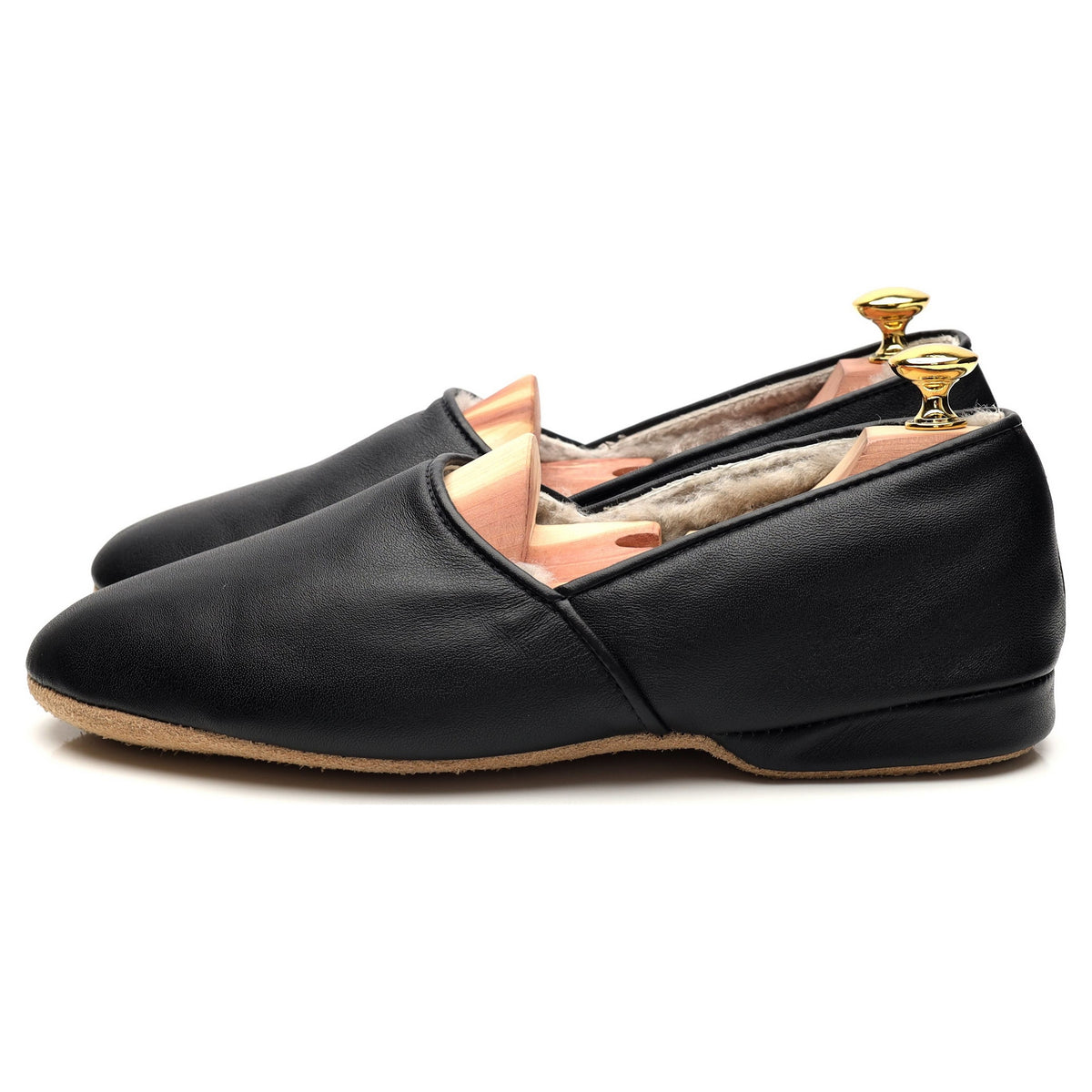 &#39;Duke&#39; Black Leather Slippers UK 7