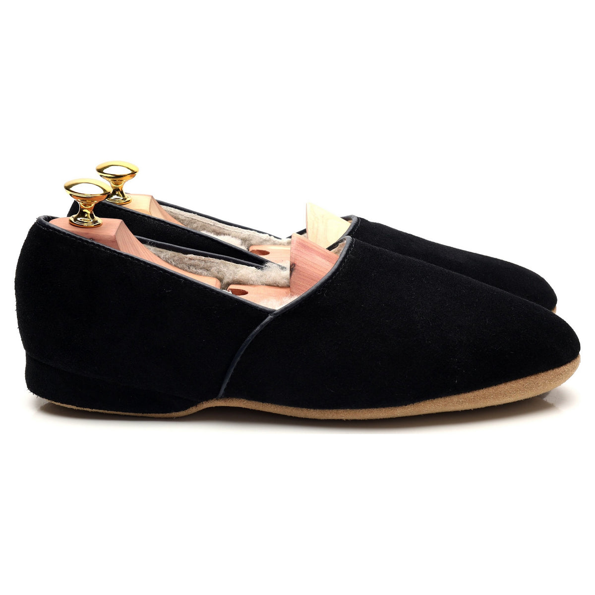 &#39;Earl&#39; Black Suede Slippers UK 7