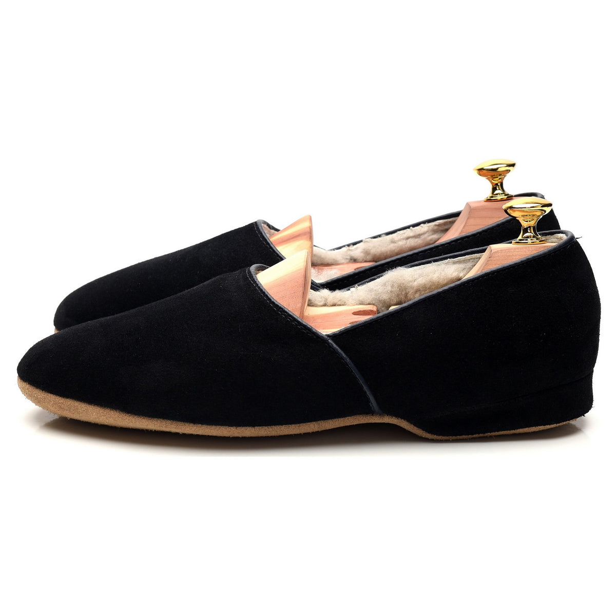 &#39;Earl&#39; Black Suede Slippers UK 7