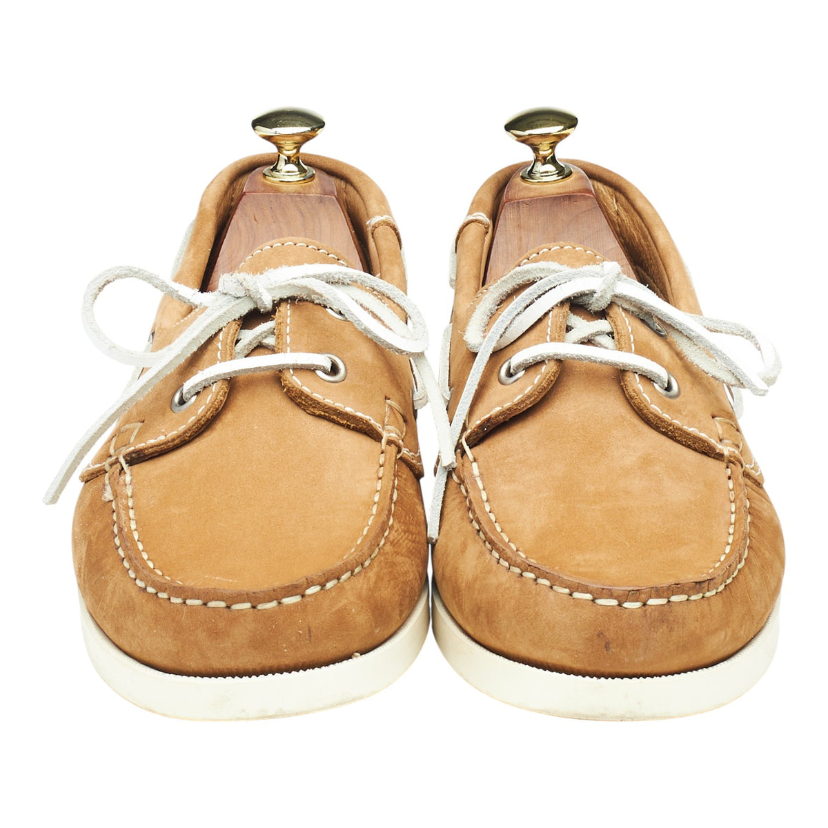Tan Brown Nubuck Leather Boat Shoes UK 8