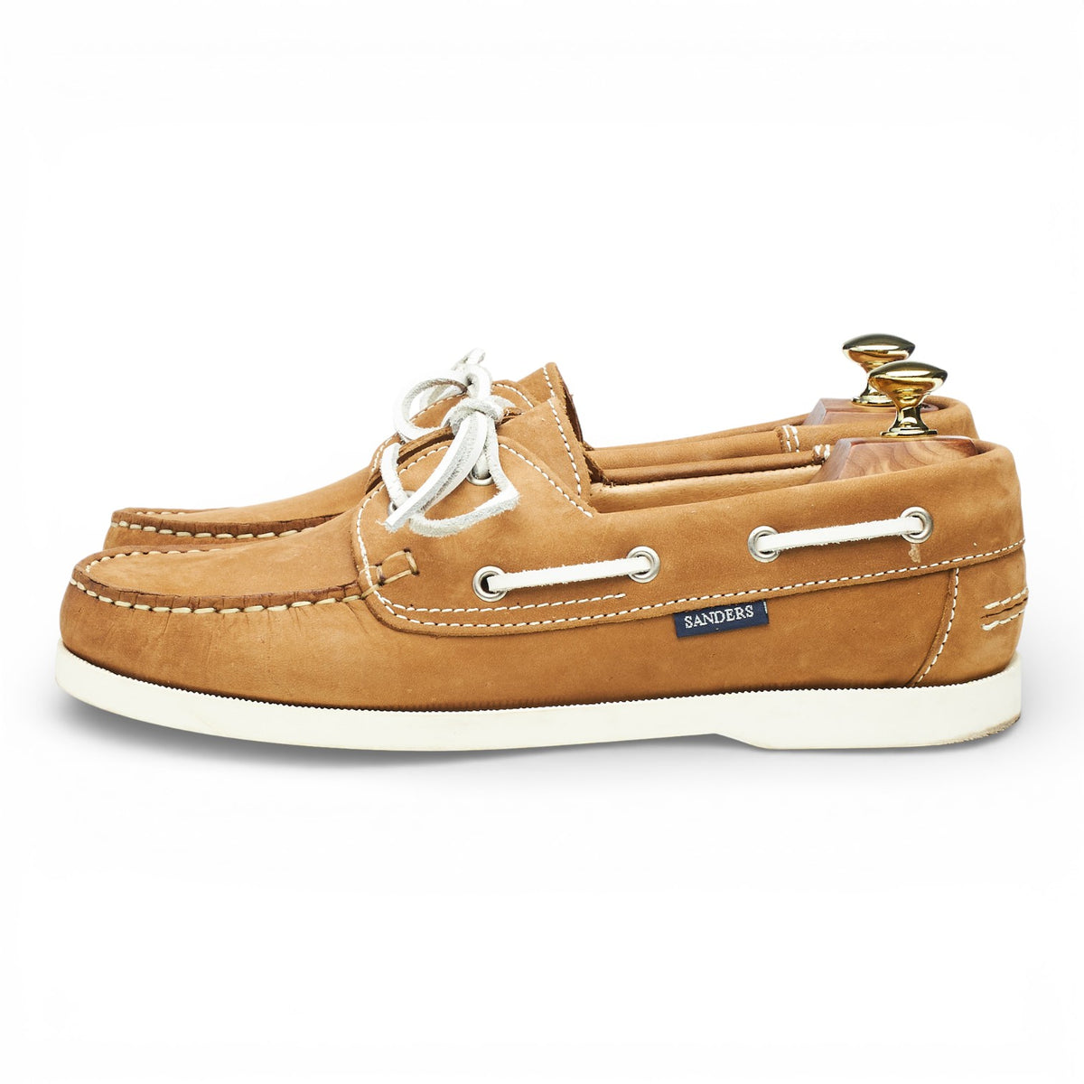 Tan Brown Nubuck Leather Boat Shoes UK 8