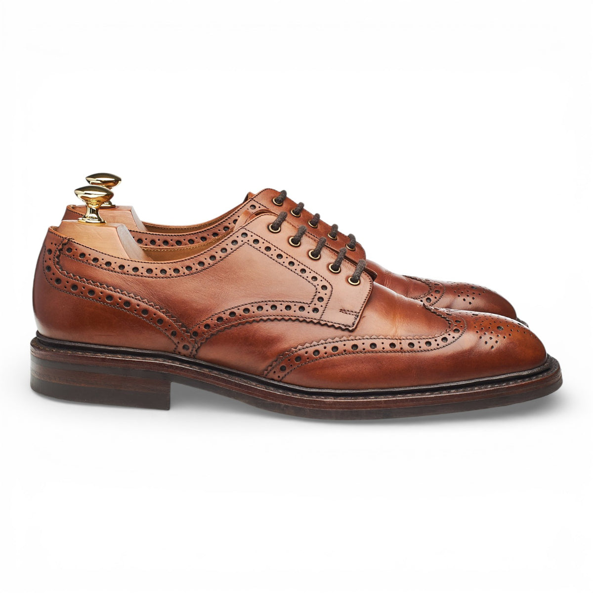 1880 'Chester' Tan Brown Leather Derby Brogues UK 9 F